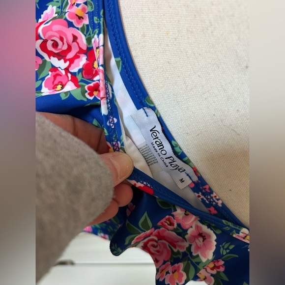 Floral Blue Ruffle Bikini Set - Picture 3 of 9